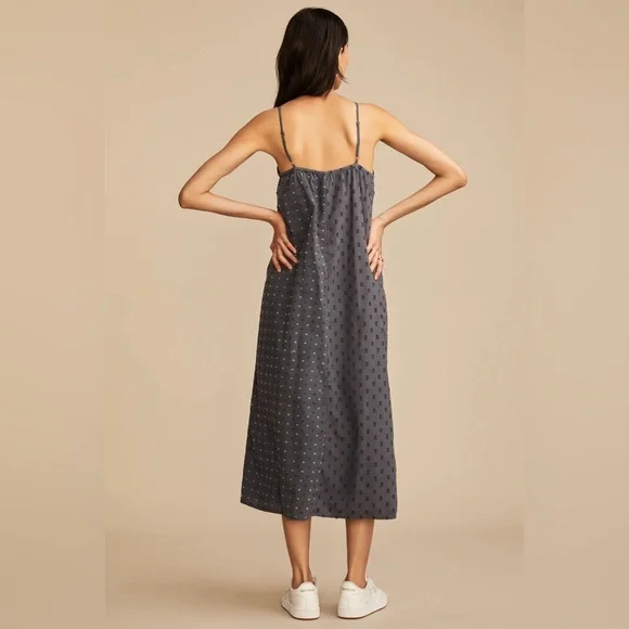 NWT Lucky Brand Textured Patchwork Dress India Ink Blue Embroidered.       20 - Picture 8 of 12